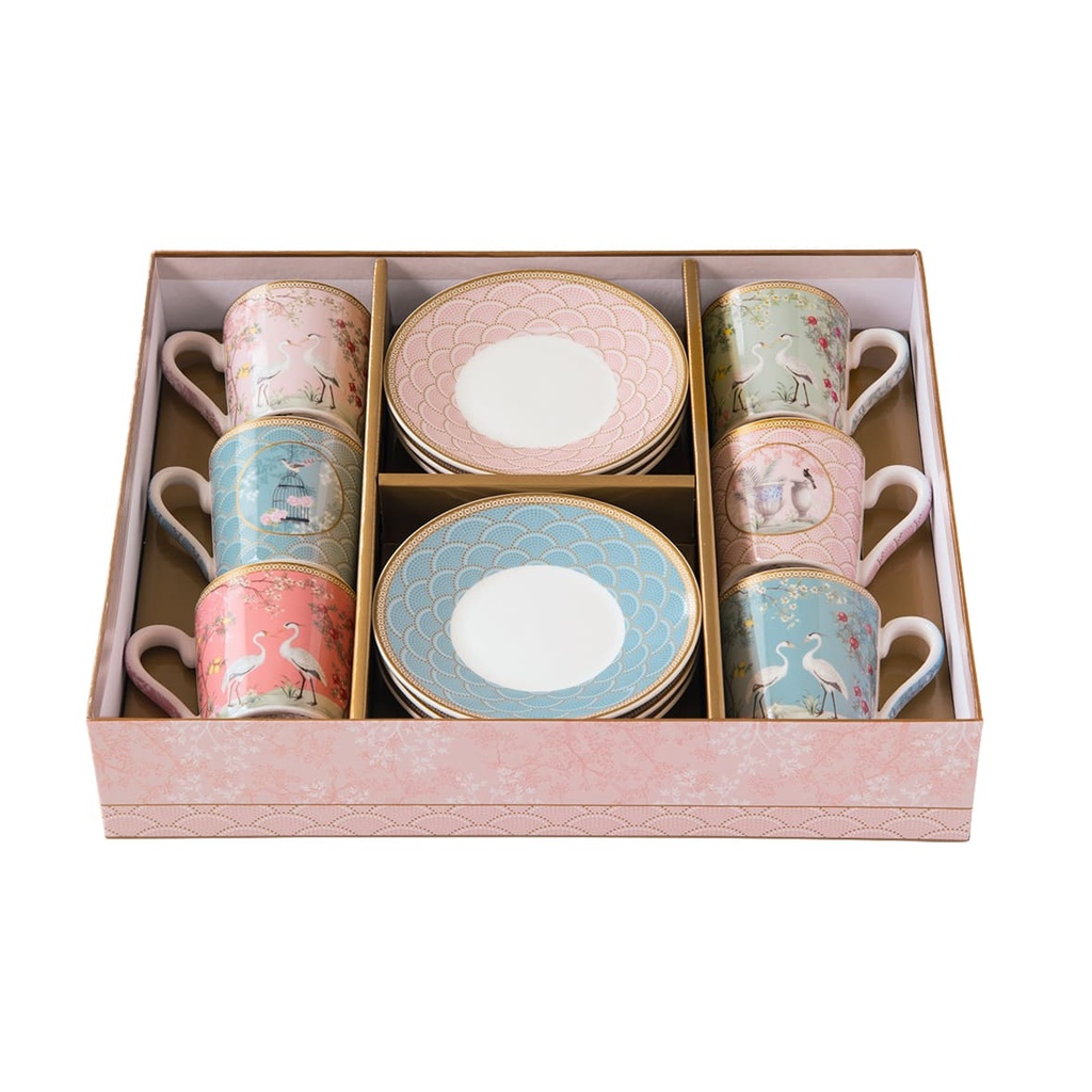 6 tazas de espresso de 100 ml + platos - Jardin de reves