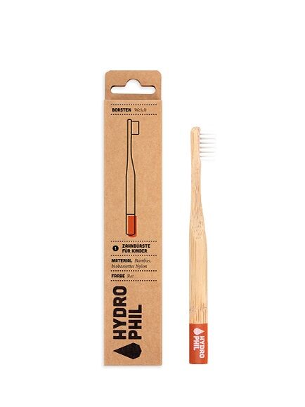Cepillo de Dientes Niños de Bambú de Hydrophill Dureza Suave - Rojo