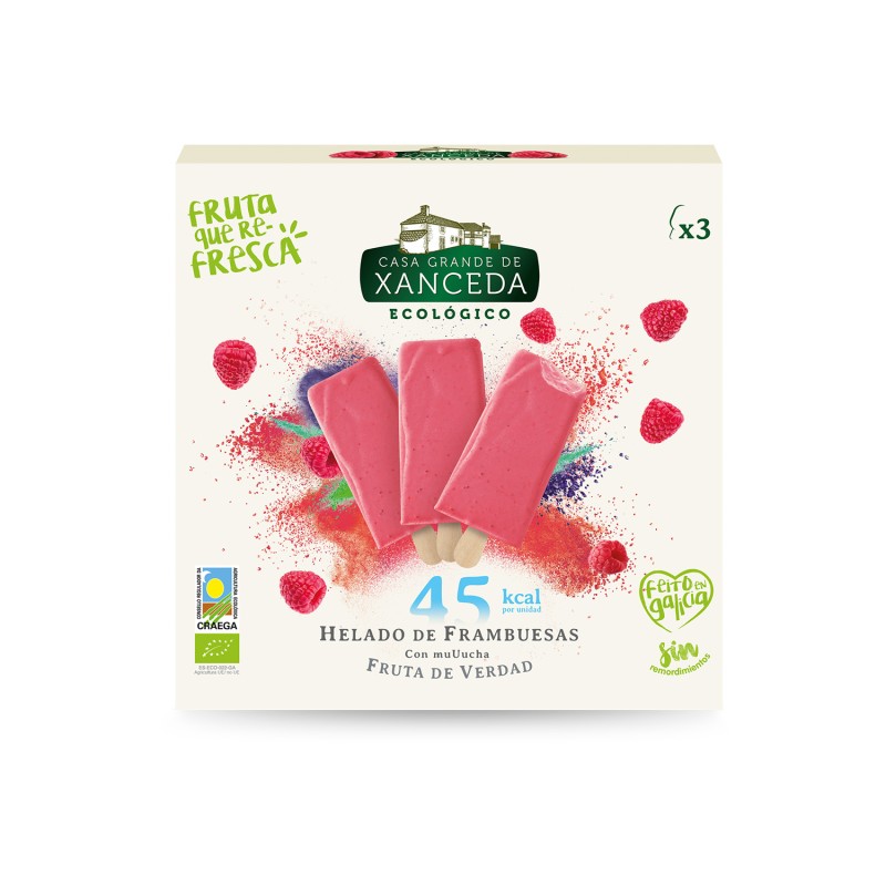 Helado bombón con Frambuesas Bio