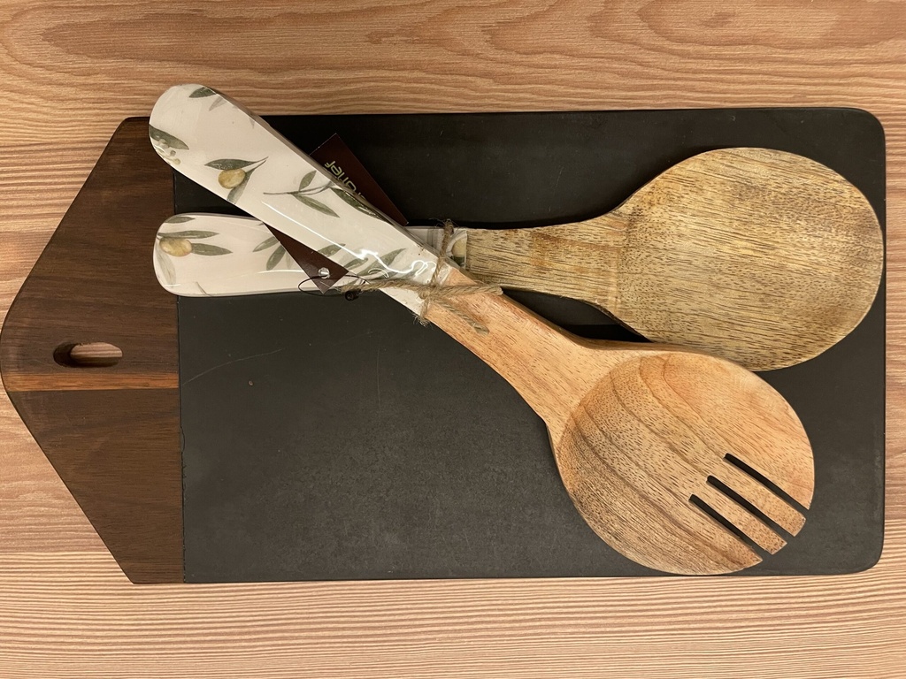 Dúo Ensalada Tenedor y Cuchara - Estampado Olivas