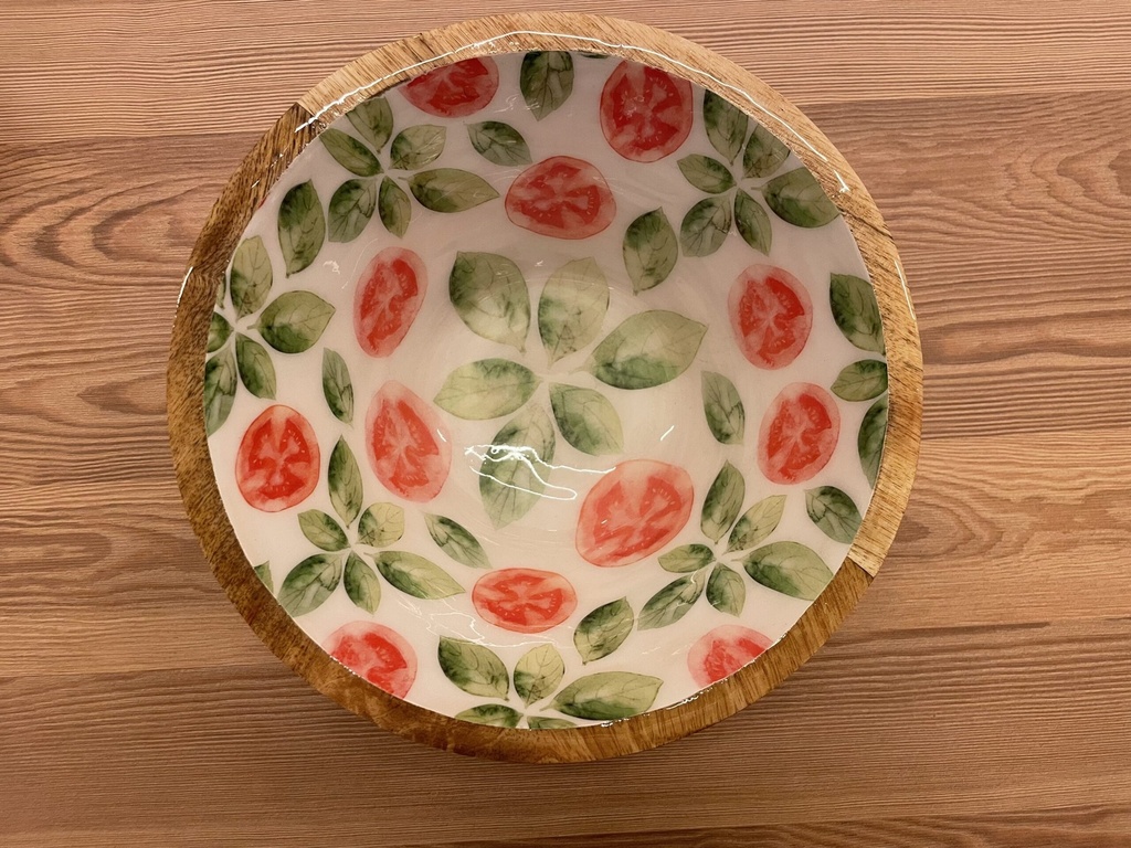 Bol Grande de Madera Esmalte Tomate