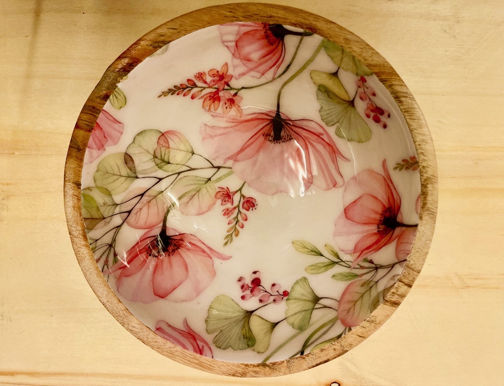 Bol Round Madera Blooming Flores