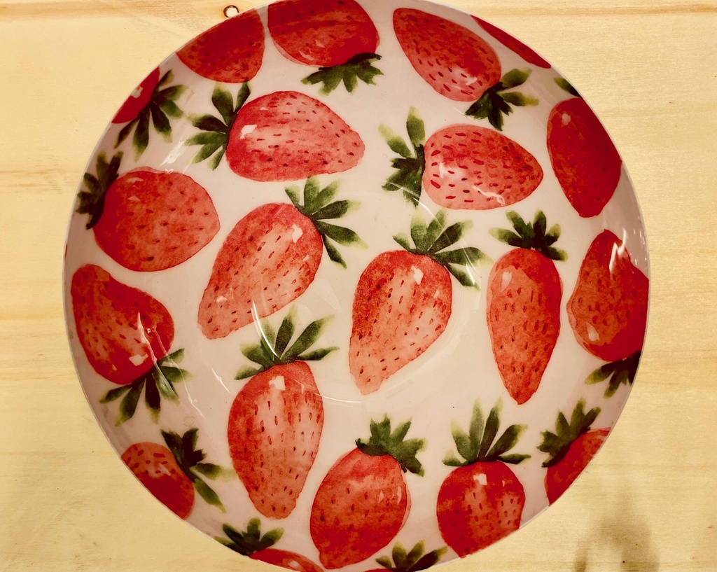 Bol Round Fresas Metal Pequeño