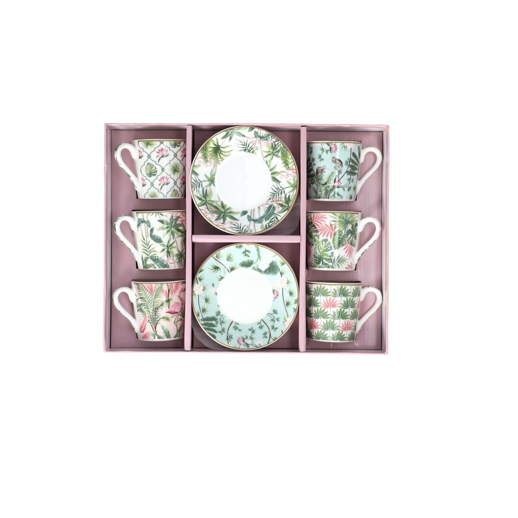 6 tazas de espresso de 100 ml + platos - Wild Tropical