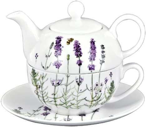 Tea for one - Juego de té (3 piezas, tetera con taza y platillo, diseño de Lavanda