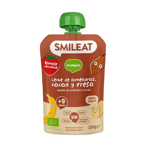 Pouch de Leche de Almendras, Cacao y Fresa Bio 9m+
