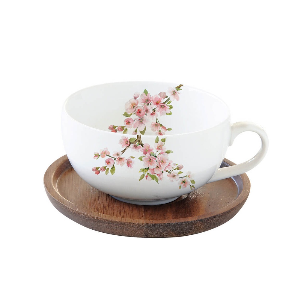 Taza Cup Sakura - Taza y plato de madera