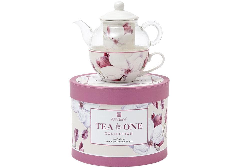 Tea for one - Juego de té (3 piezas, tetera con taza y platillo, diseño de Magnolias