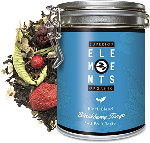 Té Negro Orgánico sabor Frutos Rojos, "Blackberry Tango" - Lata con 15 bolsitas piramidales - de Alveus
