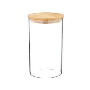 Tarro de almacenamiento de vidrio con tapa de bambú