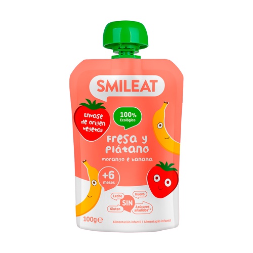 Pouch de Fresa y Plátano Bio 6m+
