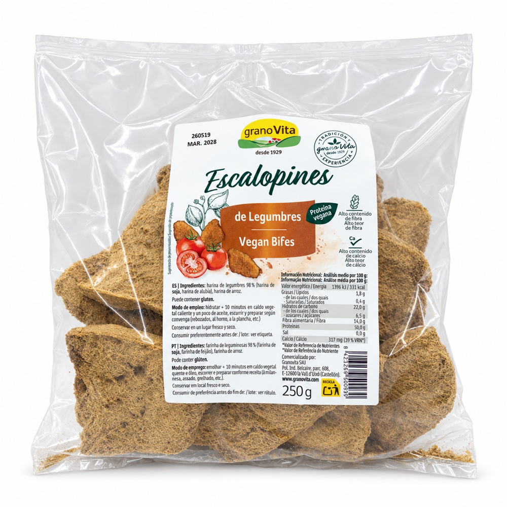 Escalopines de proteina vegetal de Legumbre y Soja Bio