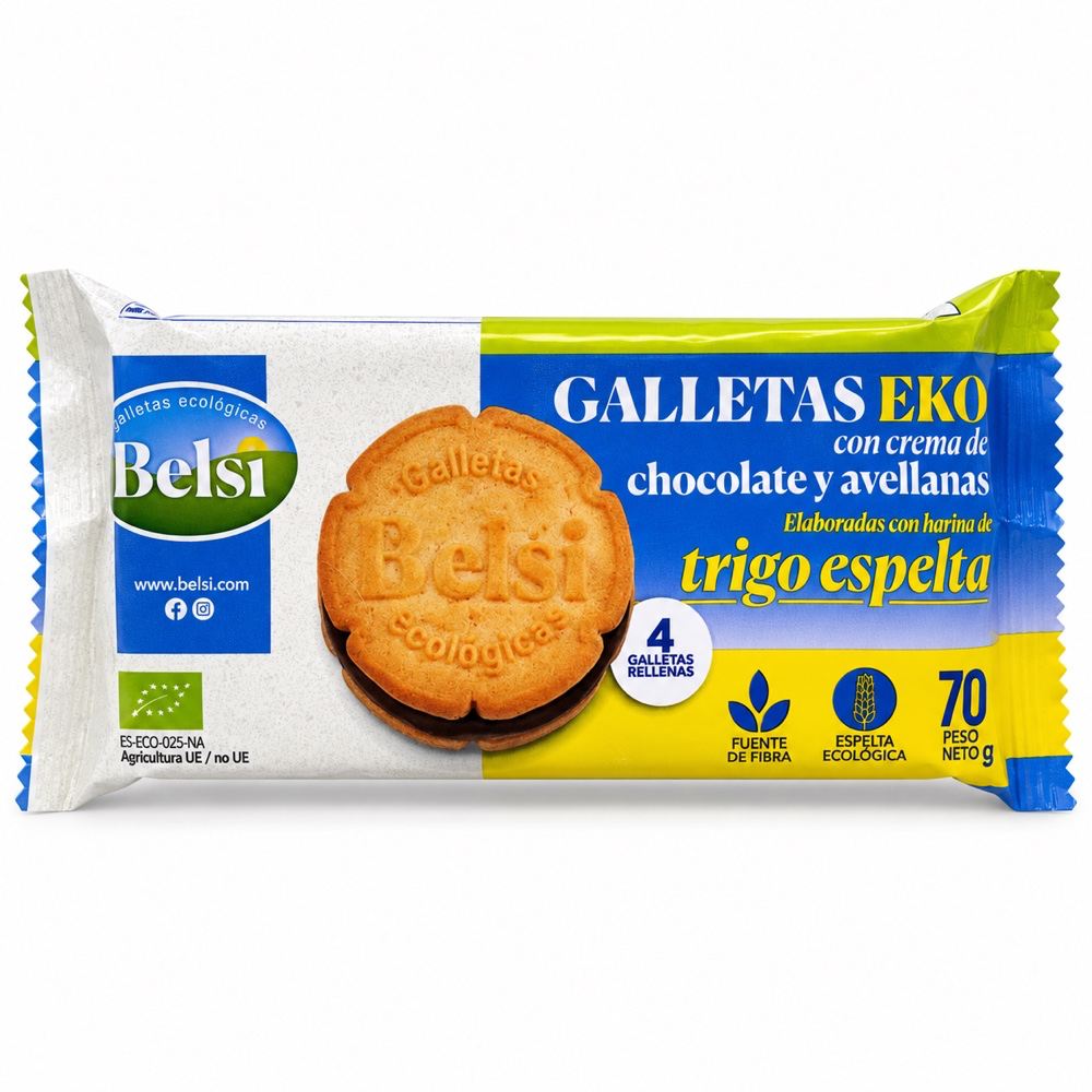 Galletas de Espelta rellenas de Chocolate y Avellanas Bio (4 galletas)