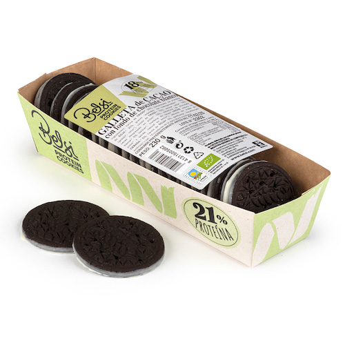 Galletas Proteicas de Cacao con fondo de Chocolate Blanco Bio