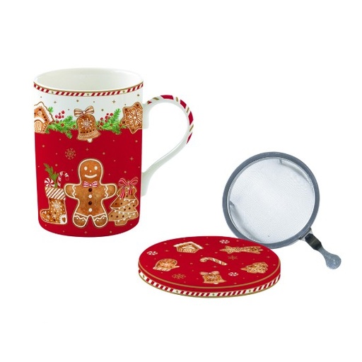 [3370] Taza Infusión + Filtro - Navidad Cookie
