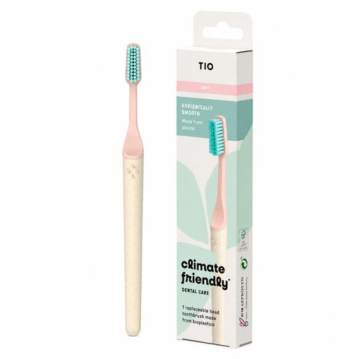 [3114] Cepillo de dientes de Bioplástico con Cabezal Removible Dureza Suave - Rosa