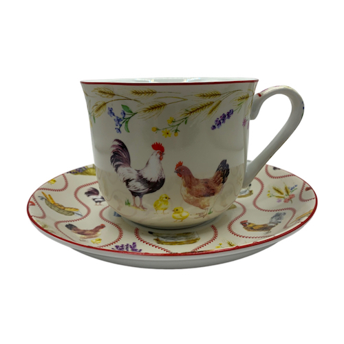 [4353] Taza Jumbo Gallinas - Taza y Plato