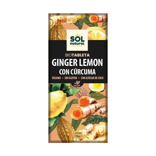 [2901] Chocolate vegano con Jengibre, Limón y Cúrcuma Bio