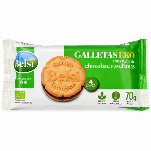 [2867] Galletas Integrales rellenas de Chocolate y Avellanas Bio (4 galletas)