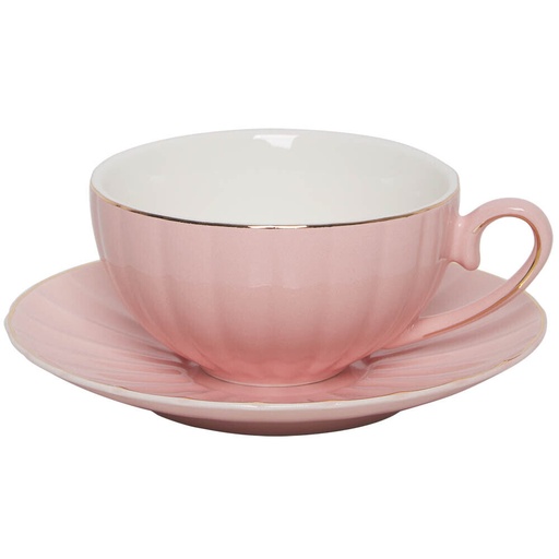 [2528] Taza y Plato de Té Parisienne Amour - Rosa