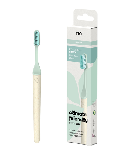 [2173] Cepillo de dientes de Bioplástico con Cabezal Removible Dureza Media - Azul