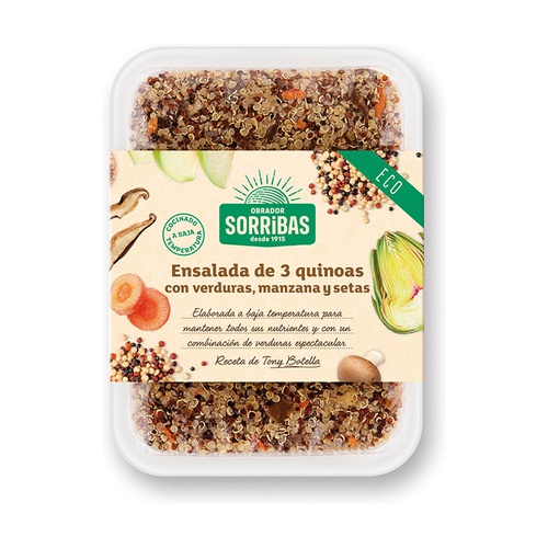 [1577] Ensalada 3 quinoas con verdura, manzana y setas ECO