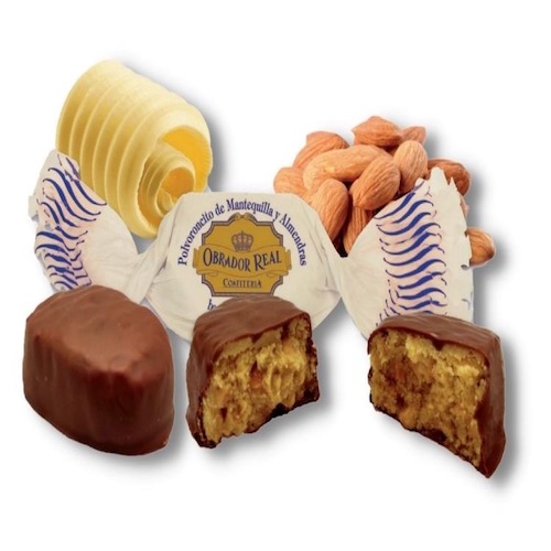 [4181] Polvorón de Mantequilla y Almendra bañado en Chocolate