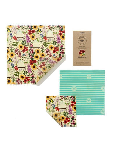 [1086] Envoltorios Floral de algodón orgánico y cera de abeja (PACK L)