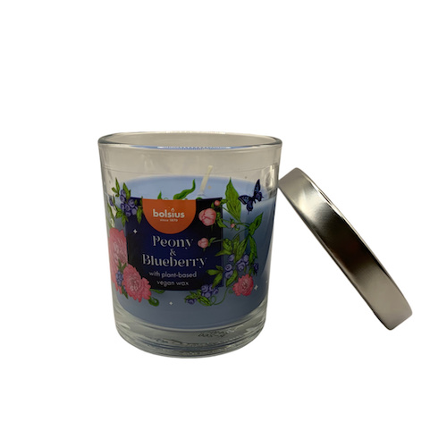 [3934] Vela Perfumada Natural - Peonia y Arandanos en vaso de cristal
